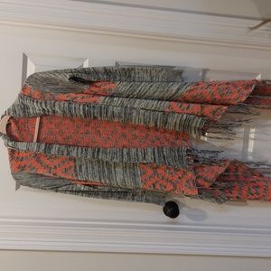 Gray/Coral Aztec sweater Small
